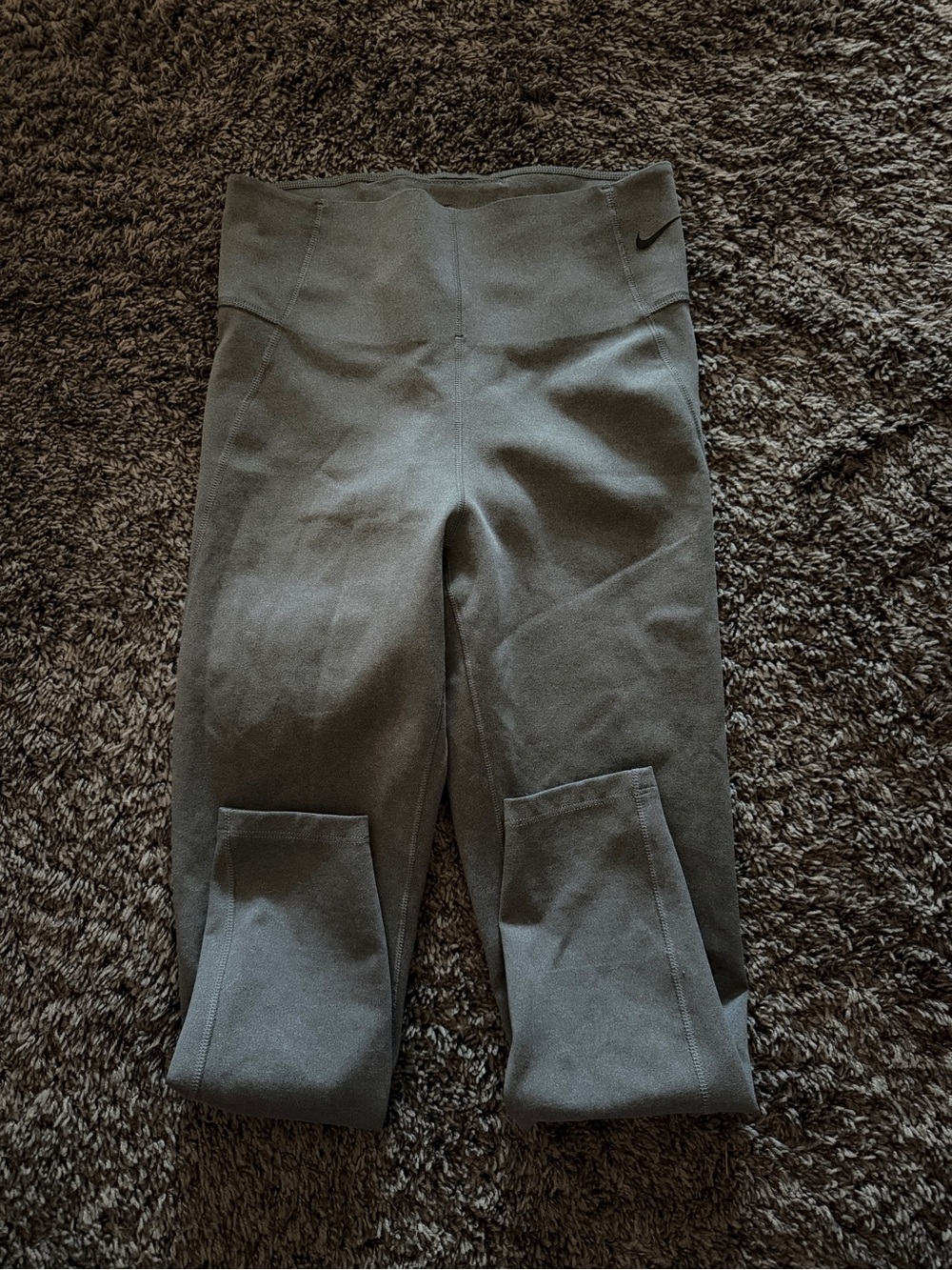 Nike Kids Olive Leggings with Subtle Swoosh